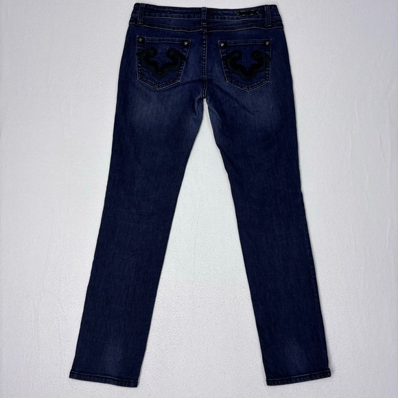 ReRock for Express jeans size 10/30 Skinny EUC dark wash. Deco pockets - Picture 3 of 12